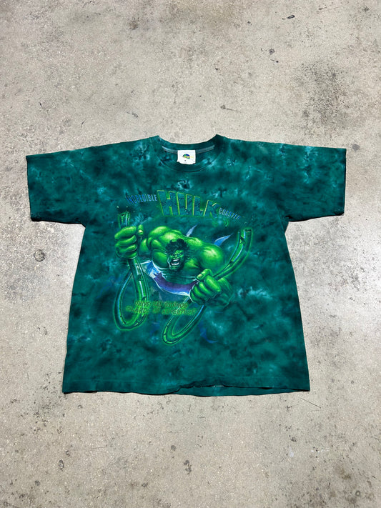 Universal Studios Islands Of Adventure Incredible Hulk Coaster Tee - Green Tie Dye Size L