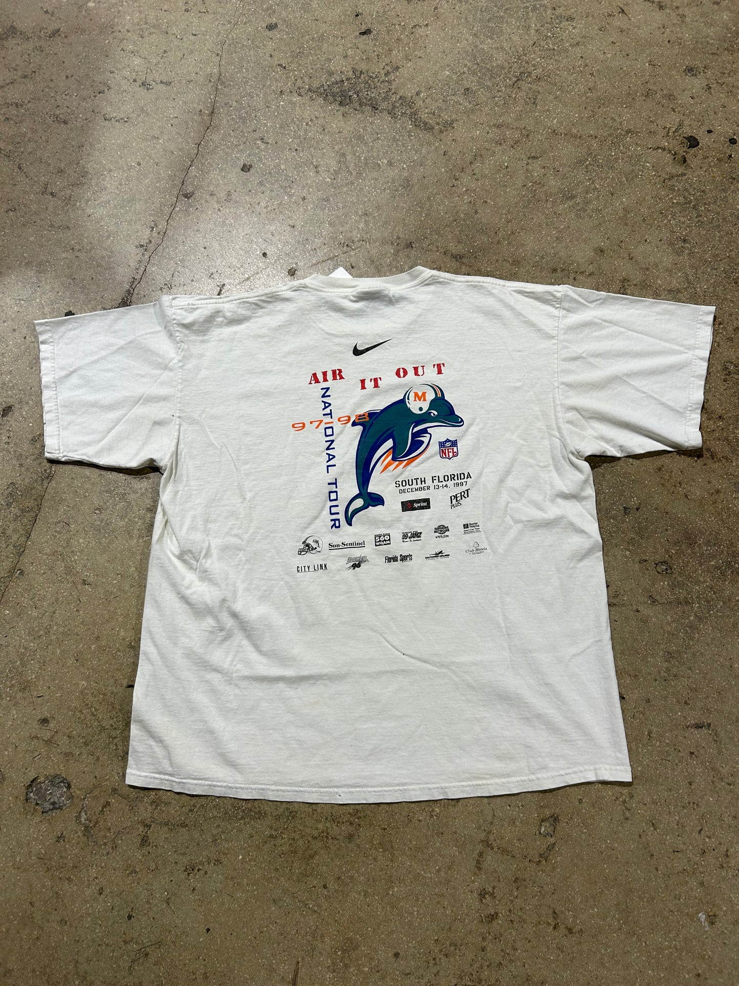 1997 Air It Out Miami Dolphins Tee - White Size XL