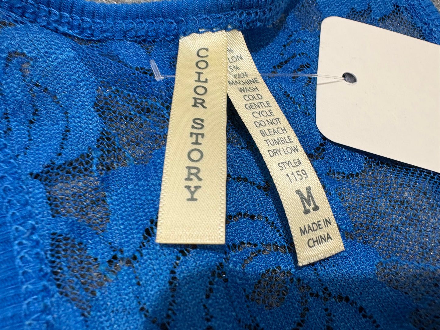 Floral Lace Racerback Top - Blue Size Medium
