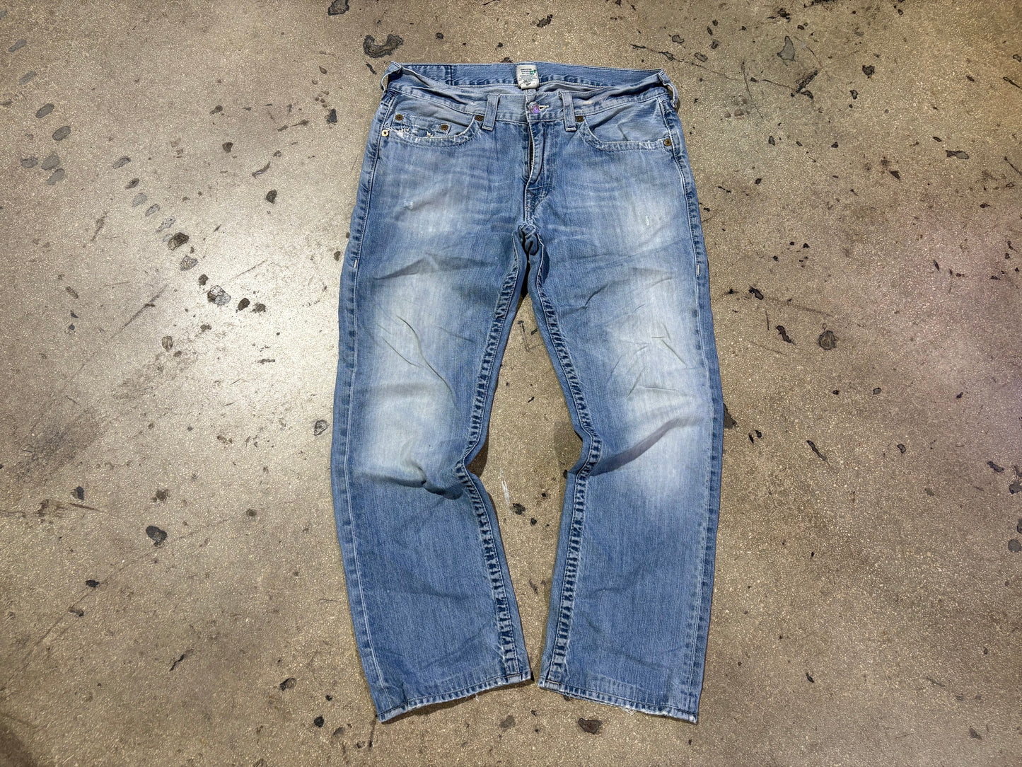 Tru Religion Baseball Stitch Pocket Denim Jeans - Light Wash Size 36