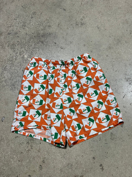 Go Miami Hurricanes Shorts - Orange/White/Green Size Large
