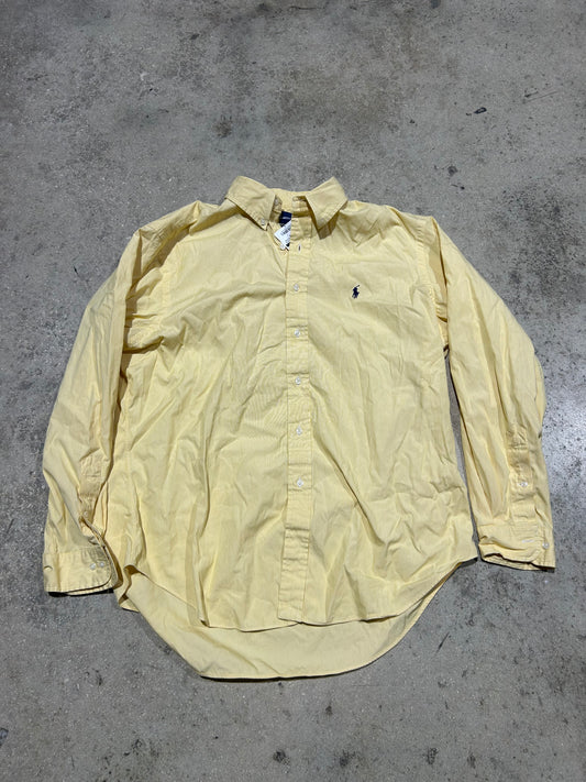 Ralph Lauren Polo Button Up  - Yellow Pin Stripe  Size XL (CON)