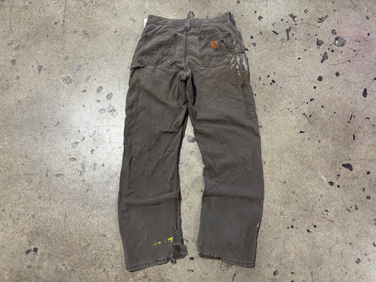 Distressed Carhartt Carpenter Pants - Faded Brown Size 30x30