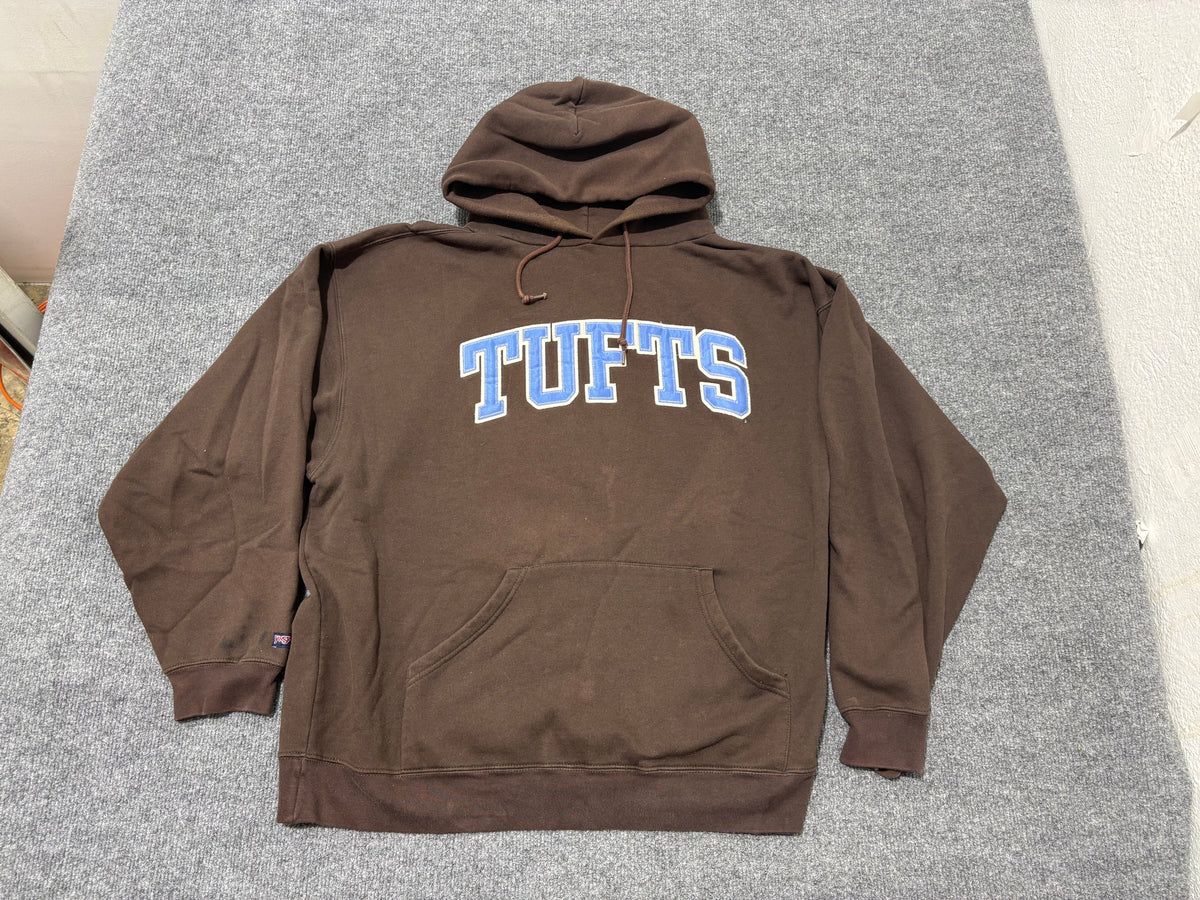 Tufts Spell Out Hoodie - Brown Size XL