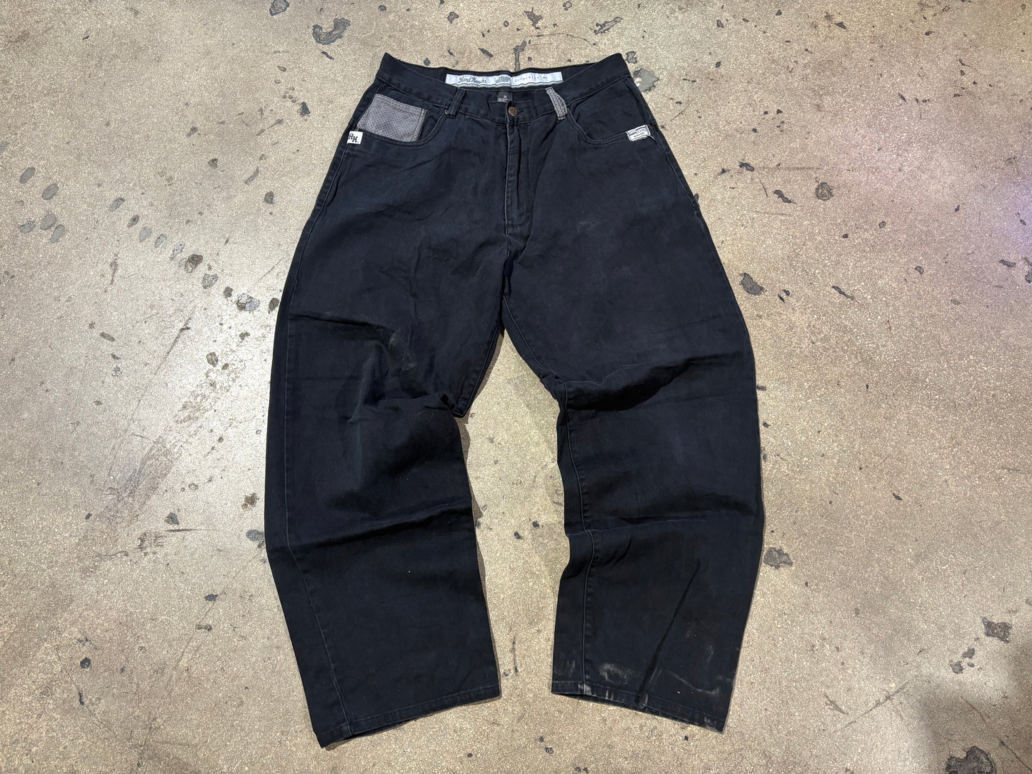 Hardknocks Baggy Wide Leg Jeans - Black Size 36