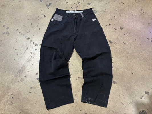 Hardknocks Baggy Wide Leg Jeans - Black Size 36