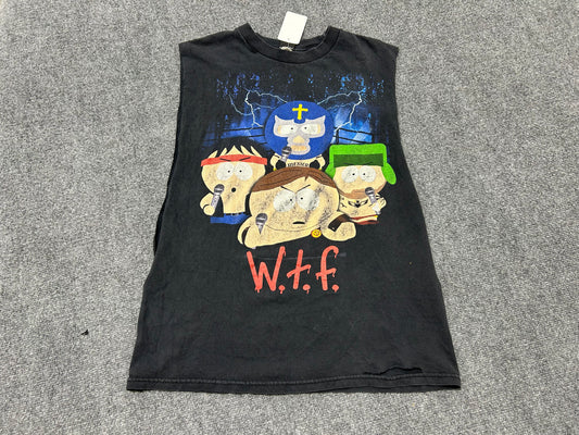Cutoff Sleeveless South Park WTF Tee - Black Size Medium