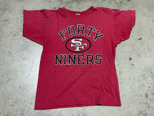80s Champion San Francisco 49ers Tee - Faded Red Size Large