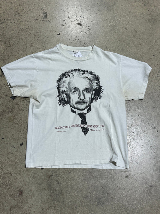 Albert Einstein Big Face Knowledge Tee - White Size Large