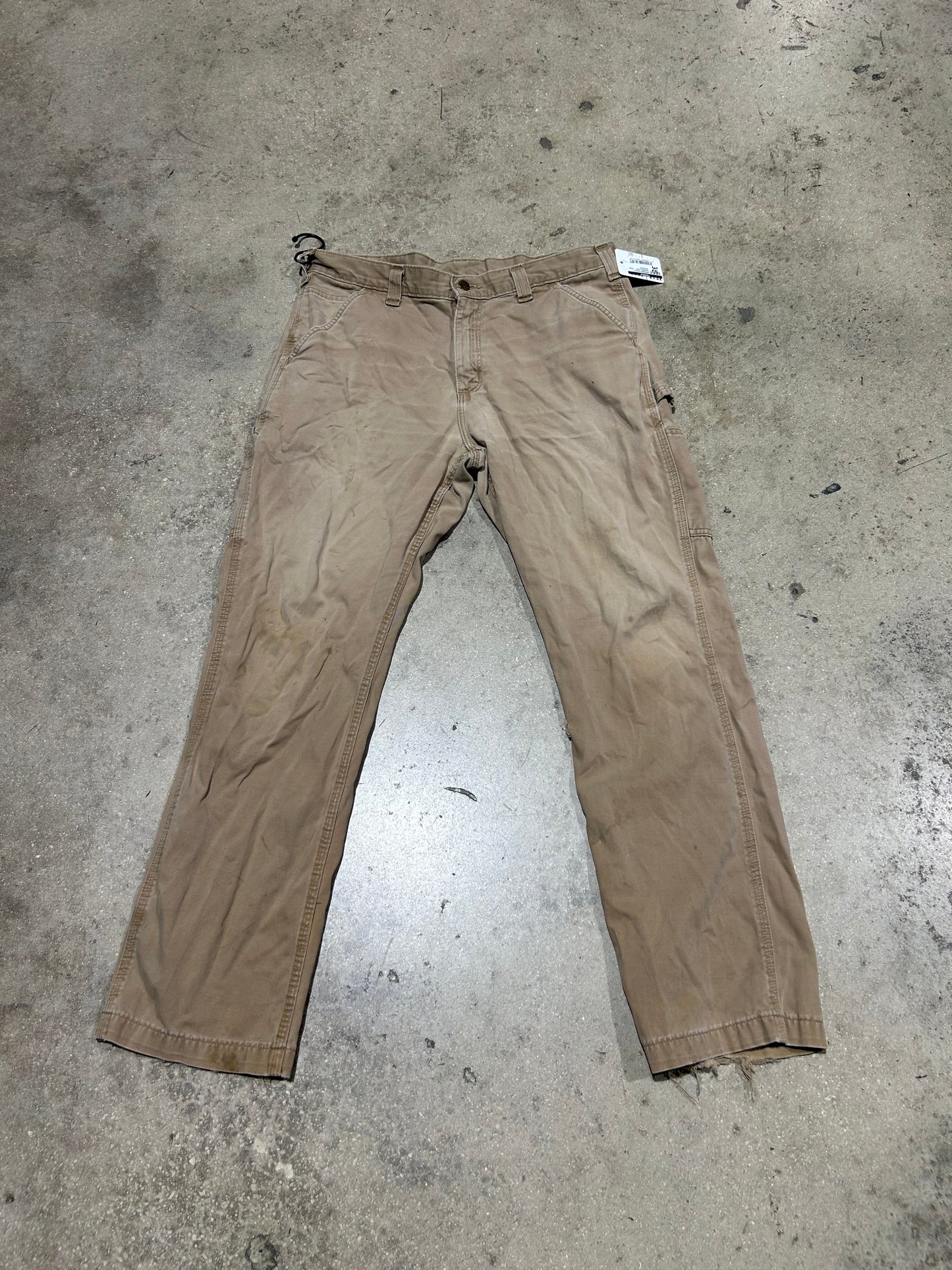 Distressed Carhartt Carpenter Pants - Khaki Size 35x32