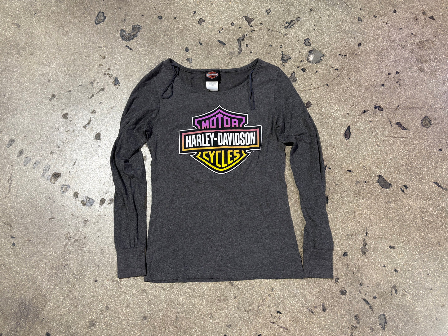 Womens Harley Davidson Long Sleeve Tee - Grey Size Small