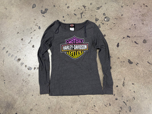 Womens Harley Davidson Long Sleeve Tee - Grey Size Small