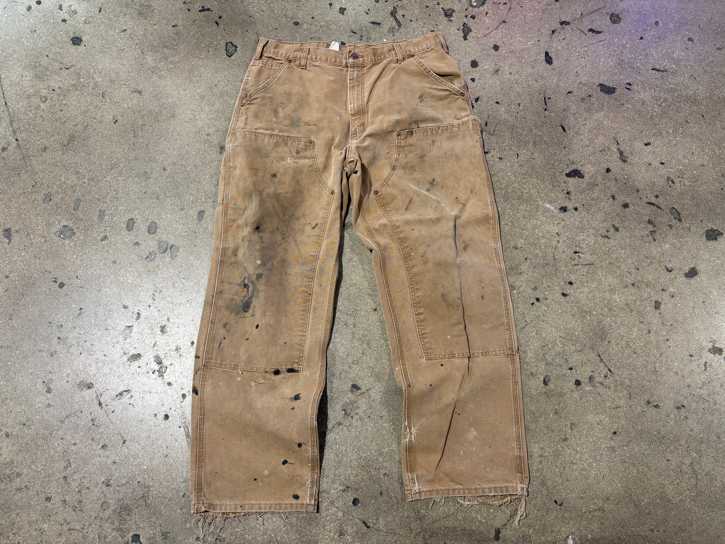 Carhartt Light Paint Splatter Double Knee Pants - Khaki Size 38x32