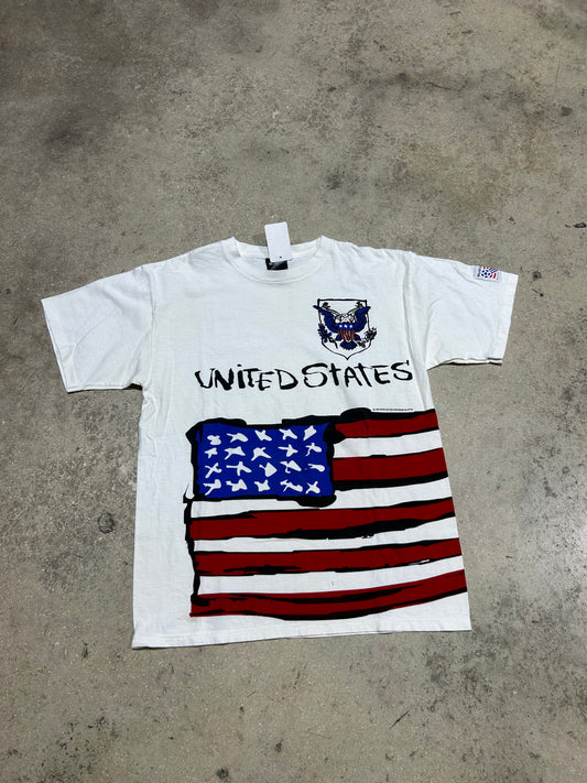 1993 United States Flag/Emblem Tee - White Size Large