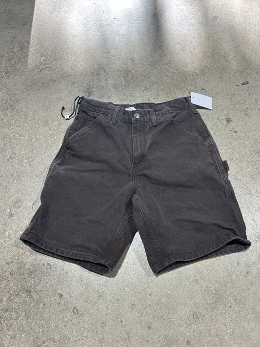 Carhartt Leather Patch Carpenter Shorts - Brown Size 28 (CON)