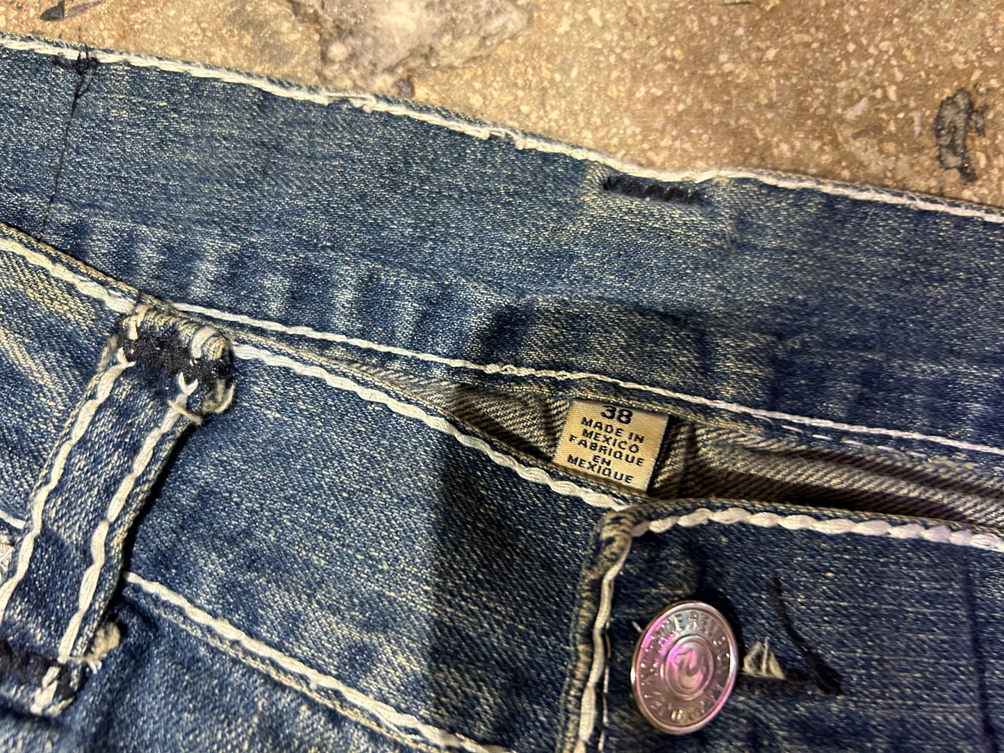 Tru Religion Contrast Stitching Jeans - Blue Size 38