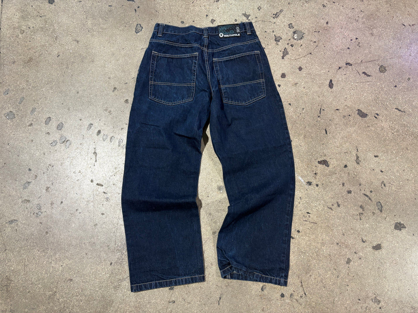 South Pole Baggy Wide Leg Denim Jeans - Navy Size 34