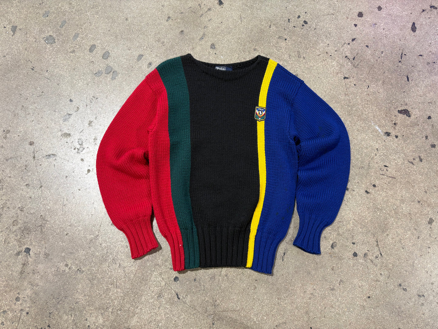 Polo Ralph Lauren Striped Knit Sweater - Black/ Multicolor Size Medium