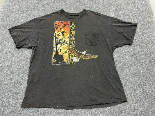 1992 Harley Davidson Flint Michigan Pocket Tee - Black Size XL