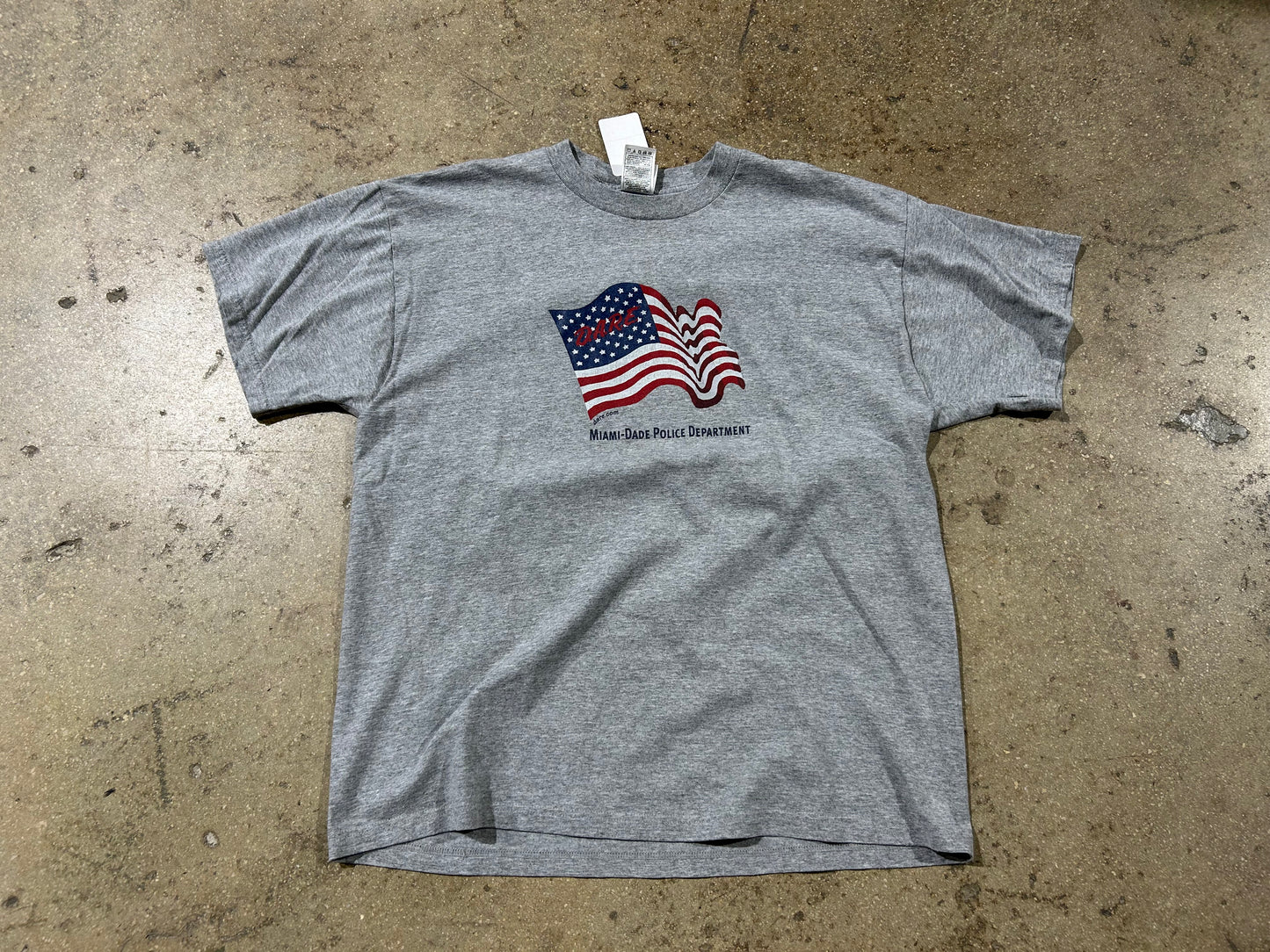 Dare American Flag Miami Dade Police Department Tee - Grey Size XL