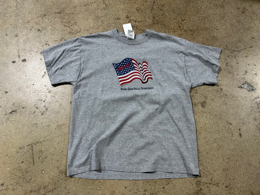 Dare American Flag Miami Dade Police Department Tee - Grey Size XL