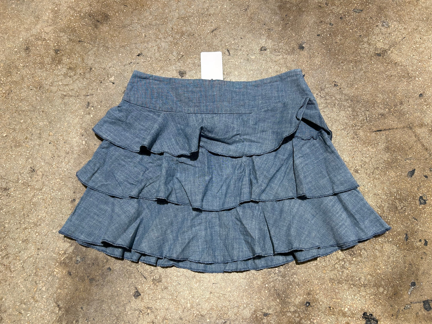 Denim Mini Layered Ruffled Skirt - Blue Size Medium