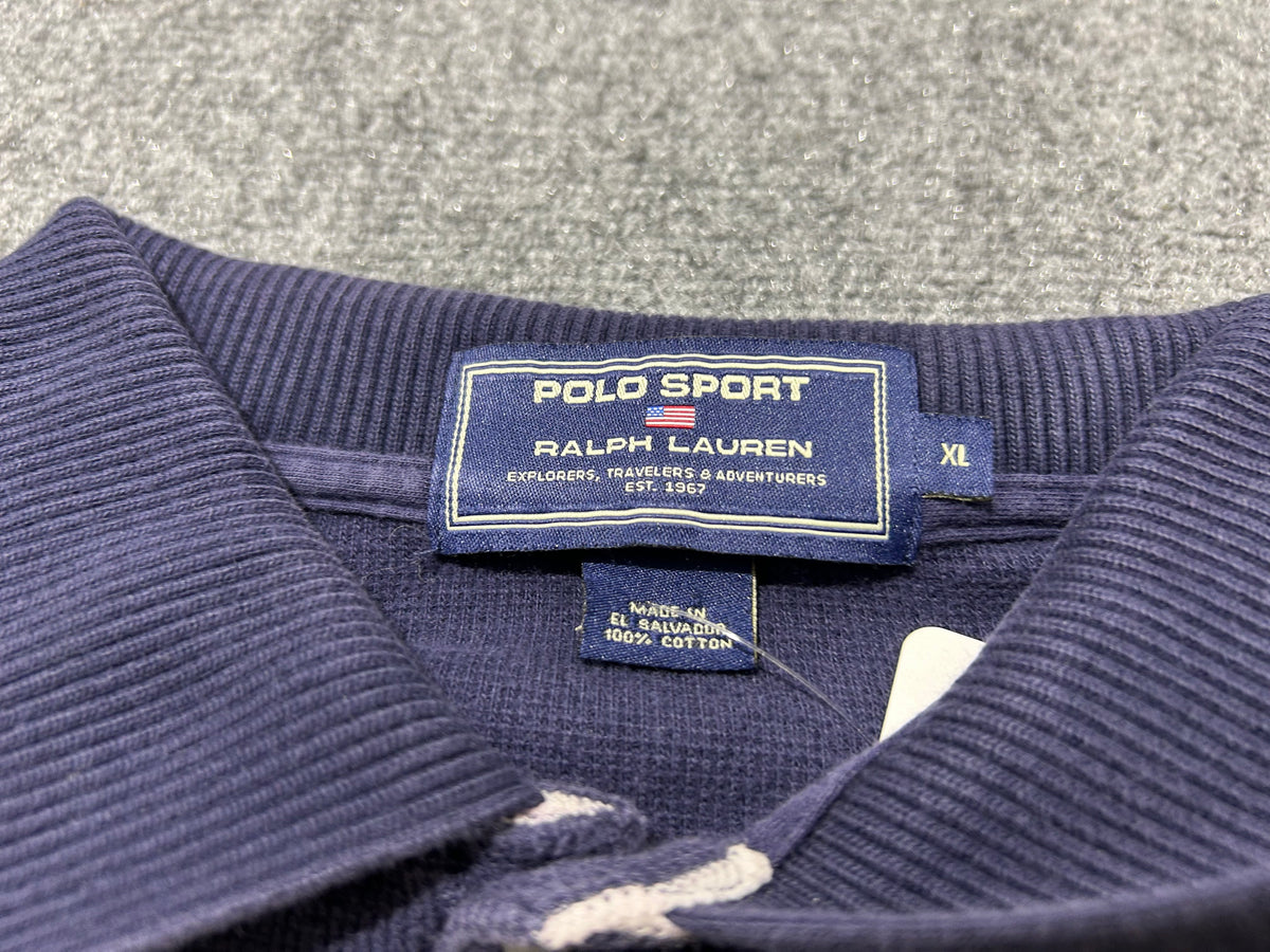 Polo Sport Striped Polo Shirt - Navy / Yellow Size XL
