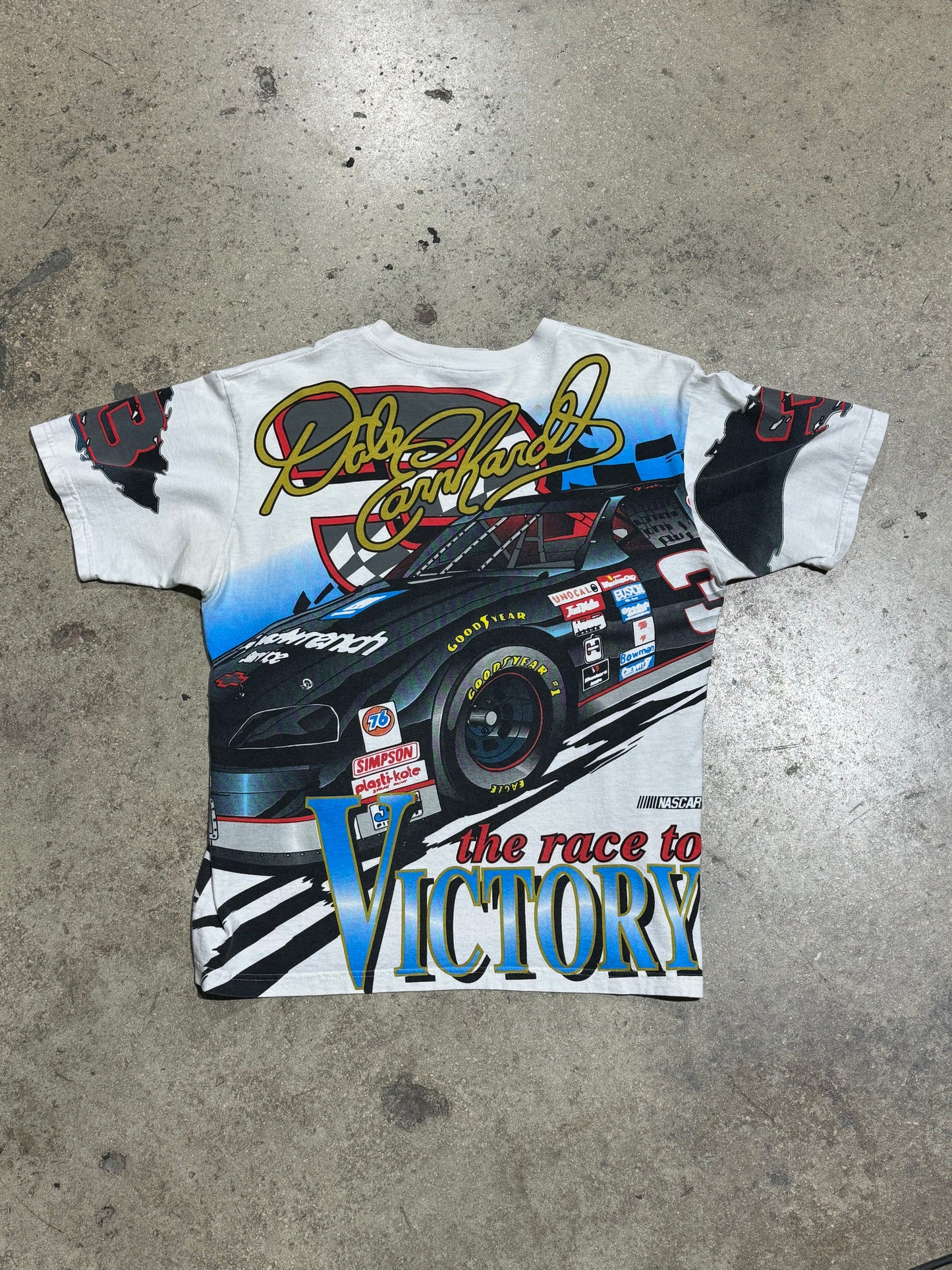 Dale Earnhardt Race To Victory Tee - White Size Large