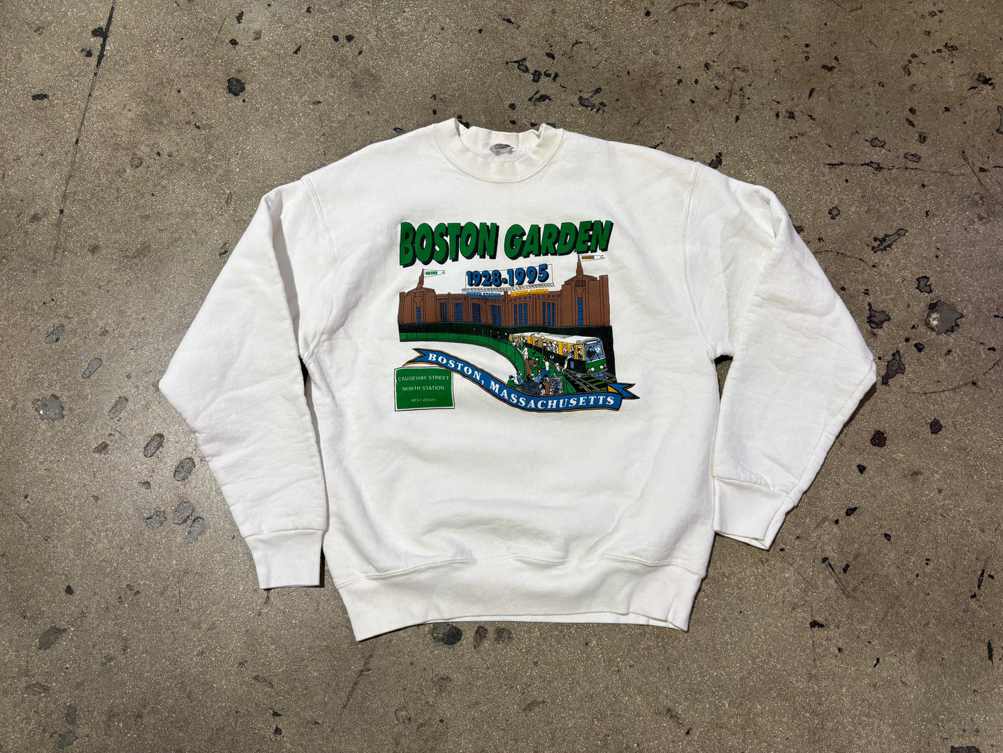 1995 Boston Garden Crewneck Sweatshirt - White Size Large