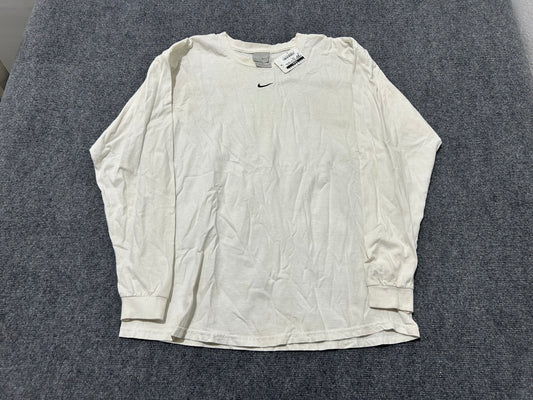 Nike Center Logo Long Sleeve Tee - White Size Large