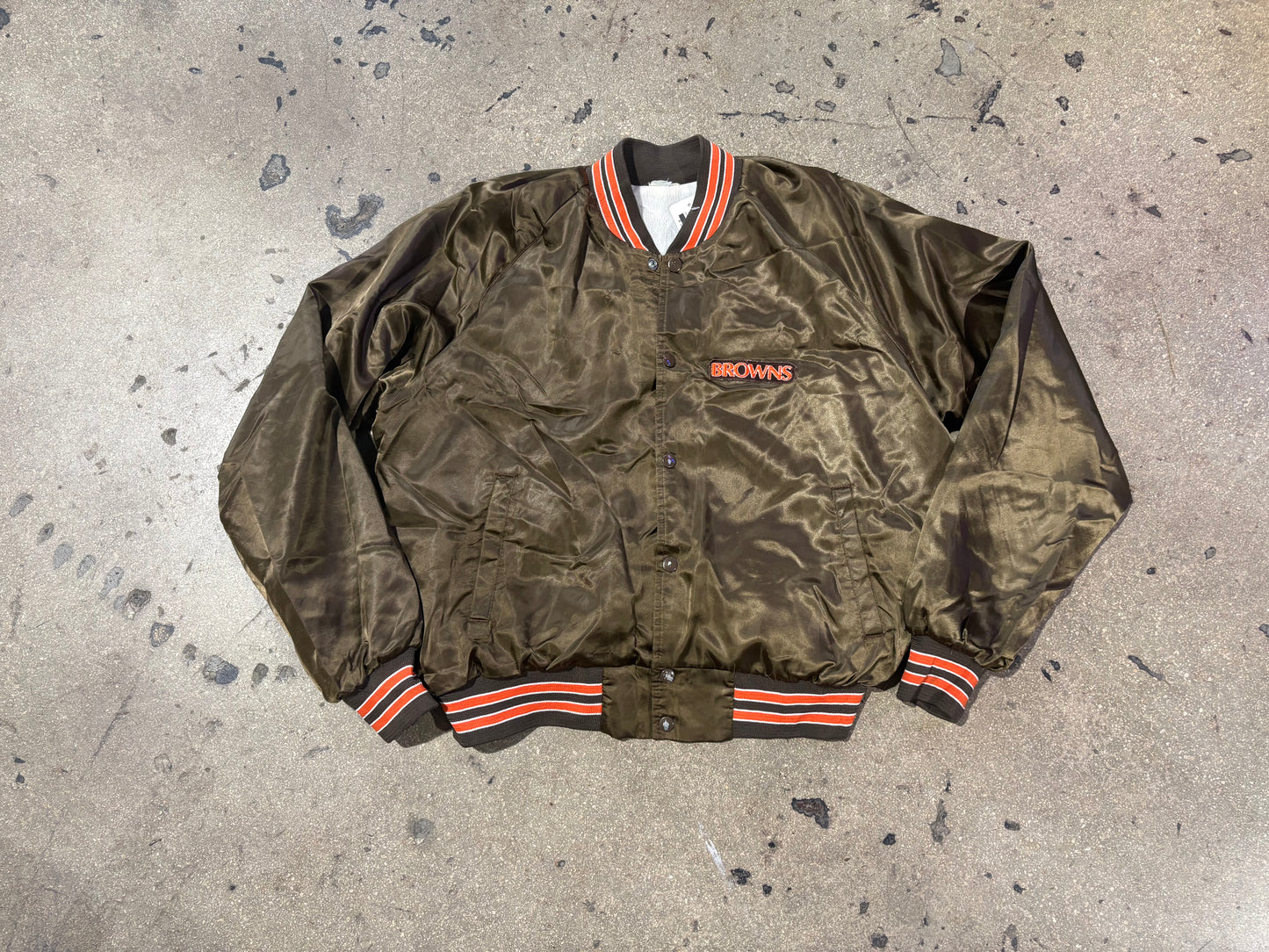 Chalkline Cleveland Browns Satin Jacket - Brown Size Large
