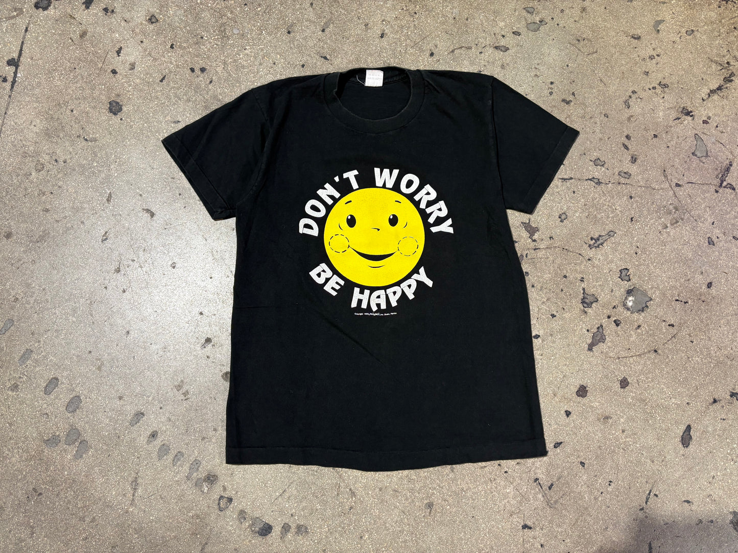 1988 Don't Worry Be Happy Tee - Black Size Large