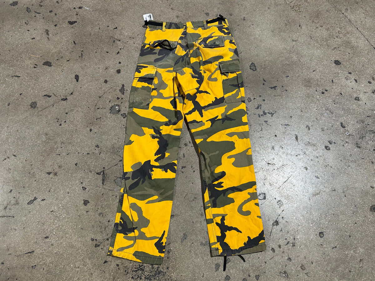 Army Camo Cargo Pants - Yellow/Black Size Small