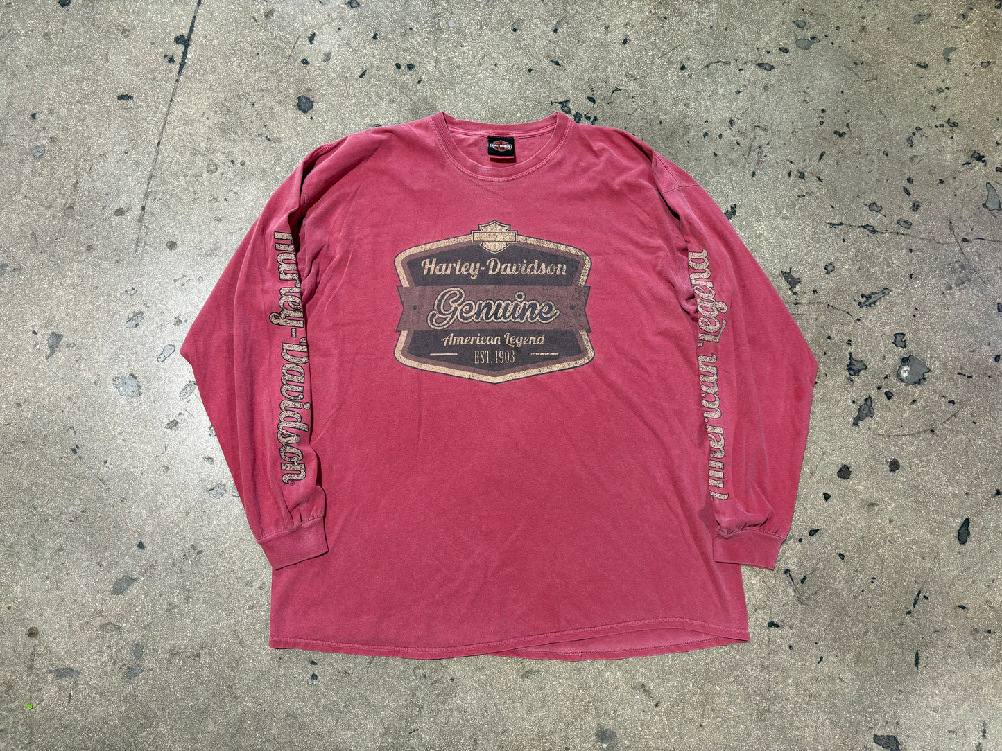 Harley Davidson Genuine Long Sleeve Tee - Faded Red Size XXL
