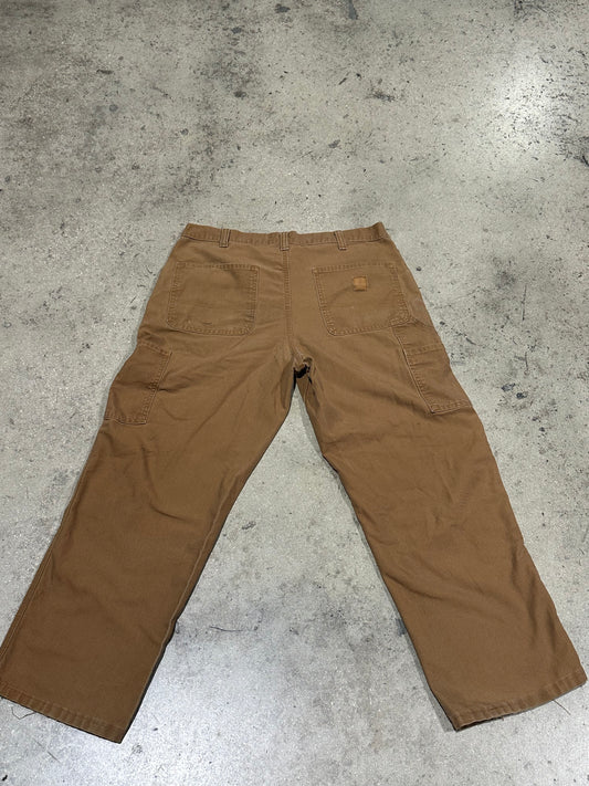 Distressed Carhartt Carpenter Pants - Dark Khaki Size 34x30
