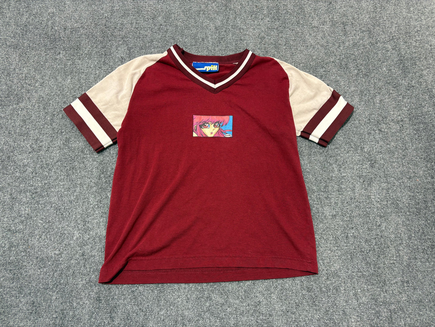 90s Annie May Anime Ringer Tee - Burgundy Size Small