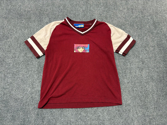 90s Annie May Anime Ringer Tee - Burgundy Size Small