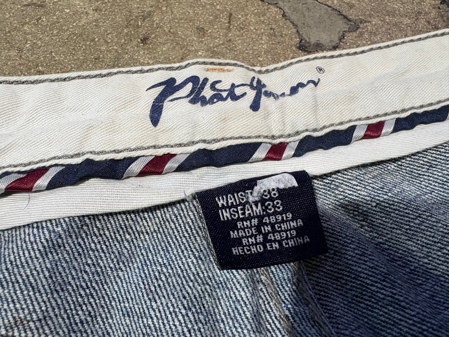 Phat Farm Baggy Wide Leg Jeans - Blue Size 38 x 33