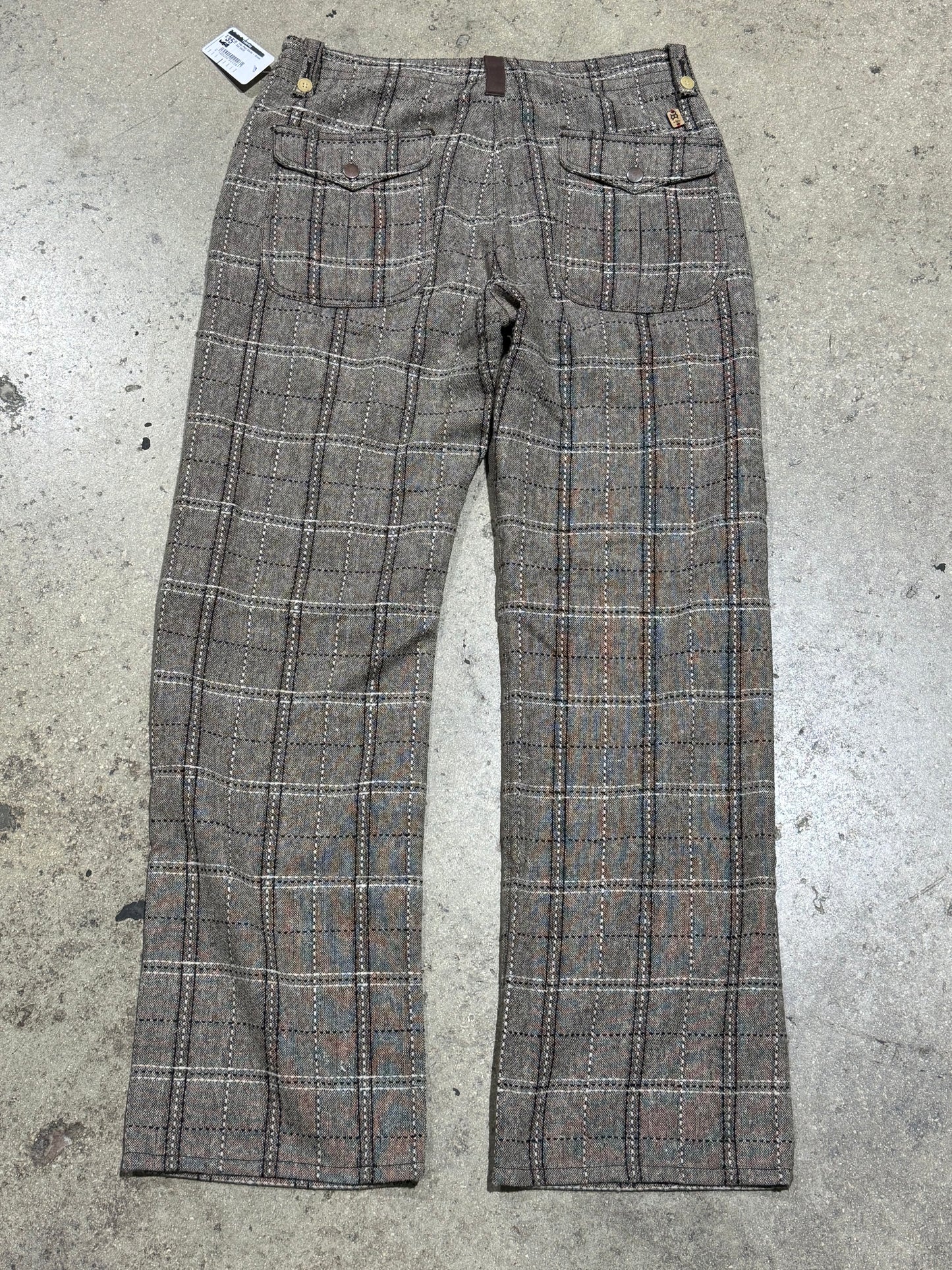 Triko Plaid Slacks - Brown Size 34x32