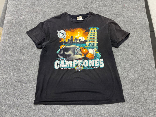 2003 Florida Marlins Campeones Tee - Black Size Large
