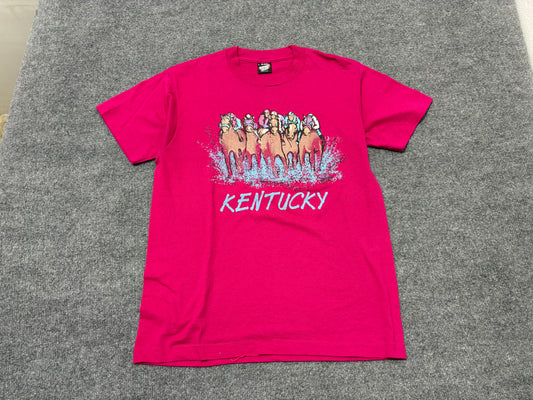 Kentucky Derby Horse Racing Tee - Pink Size Large