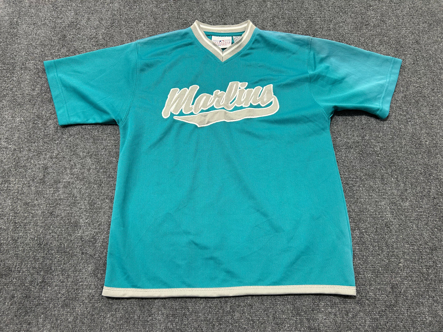 Kids Florida Marlins Vneck Jersey - Teal Size Large (con)