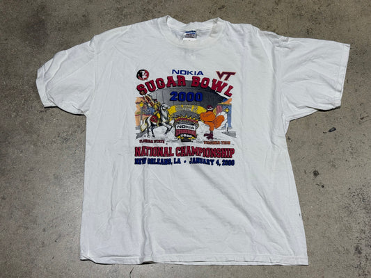 2000 Nokia Sugar Bowl FSU Vs. VA Tech Tee - White Size XXL