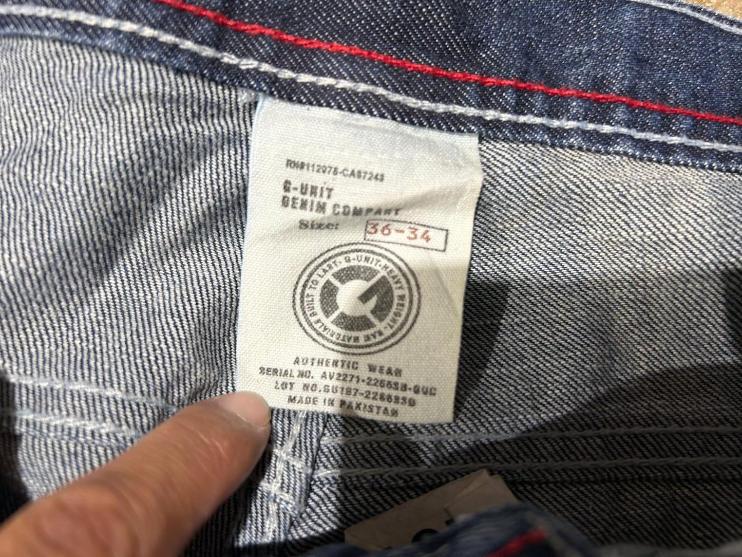 G Unit Logo Pocket Jeans - Blue / Red Size 34