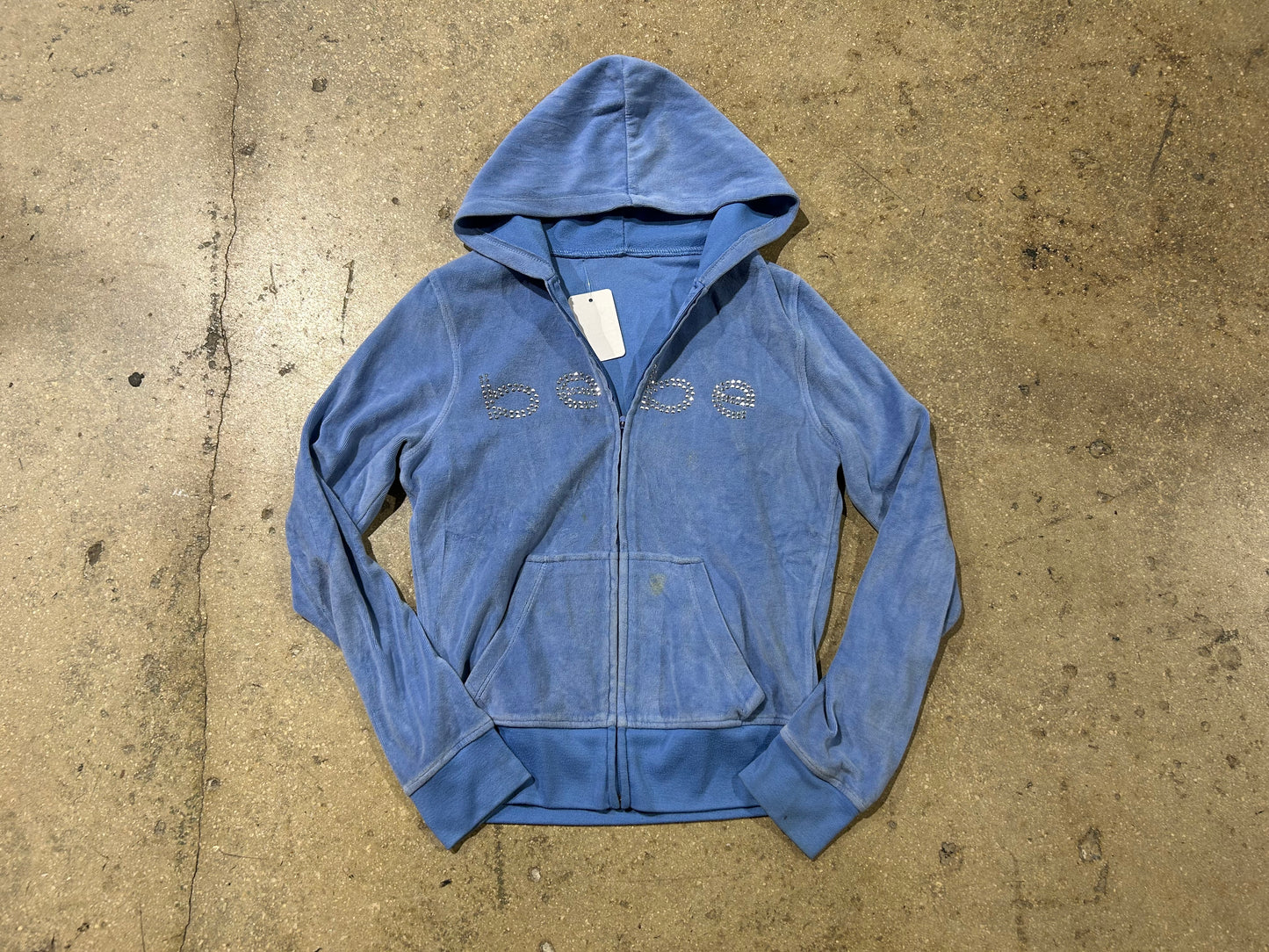 BEBE Velour Jacket - Blue  Size Medium