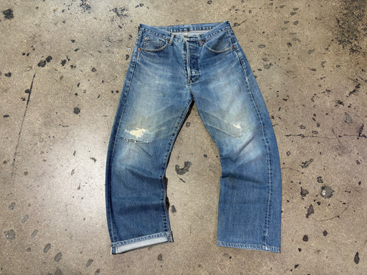 Levis 505 Selvedge Boot Cut Jeans - Blue Size 32