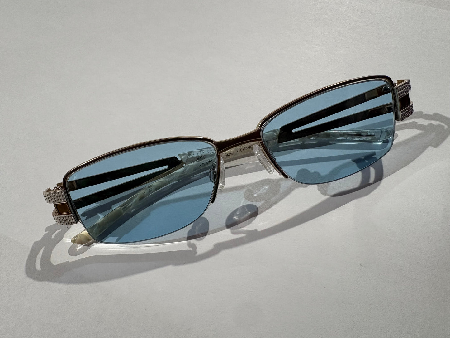 Cazal Striped Blue Lens Glasses - White/ Gold