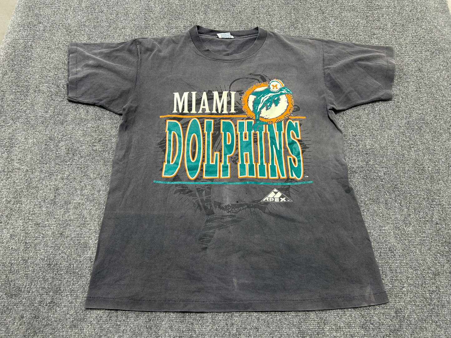 Faded Double Sided Miami Dolphins Tee - Gray Size Large (con)