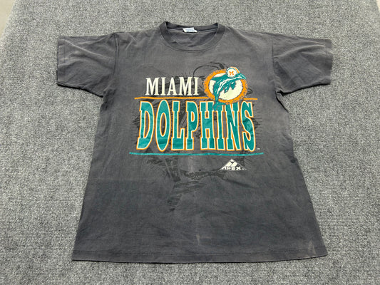 Faded Double Sided Miami Dolphins Tee - Gray Size Large (con)