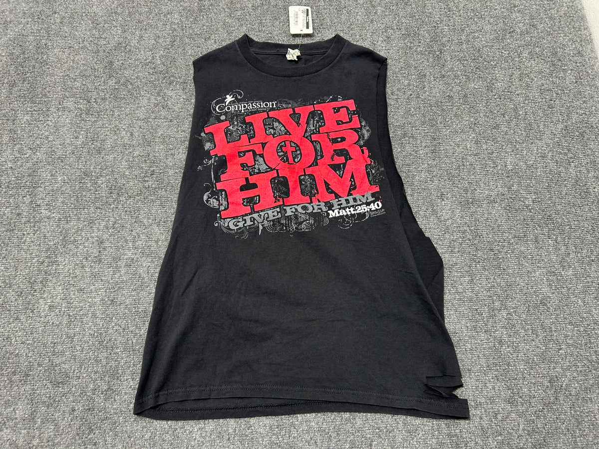 2009 Live For Him Cutoff Tee - Black Size Medium